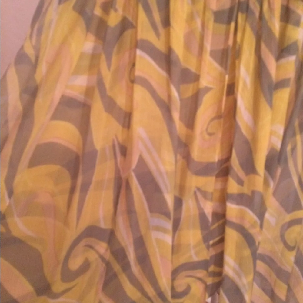 SOLD Postage Stamp Sleeveless Yellow Silk Dress - Picture 5 of 8